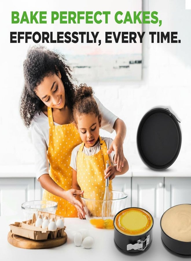 Nutrichef 3-Piece Nonstick Springform Pan Set - Premium Carbon Steel Cheesecake Pans with Stainless Steel Clasp - 6", 8", 10" Sizes, Oven Safe up to 450°F - Includes 300pcs Parchment Paper (Black) - Image 3