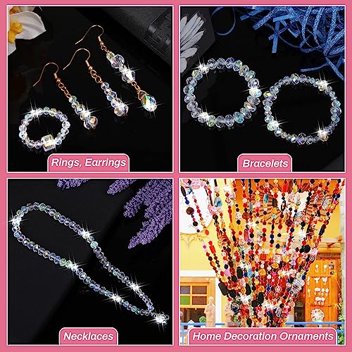 Thrilez 900 Pieces Glass Crystal Beads for Jewelry Making, Assorted Crystal Beads for Bracelets, Jewelry, DIY Crafts or Home Ornaments(Clear Crystal AB Color) - Image 5