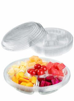 Y&D Appetizer Serving Trays with Lids, 10Pcs Party Veggie Fruit Snack Trays, Disposable Compartment Platters Vegetable Salad Food Containers, Clear  - Image 1