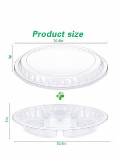 Y&D Appetizer Serving Trays with Lids, 10Pcs Party Veggie Fruit Snack Trays, Disposable Compartment Platters Vegetable Salad Food Containers, Clear  - Image 5