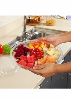 Y&D Appetizer Serving Trays with Lids, 10Pcs Party Veggie Fruit Snack Trays, Disposable Compartment Platters Vegetable Salad Food Containers, Clear  - Image 4
