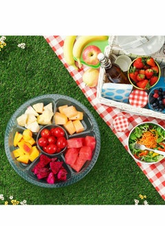 Y&D Appetizer Serving Trays with Lids, 10Pcs Party Veggie Fruit Snack Trays, Disposable Compartment Platters Vegetable Salad Food Containers, Clear  - Image 2