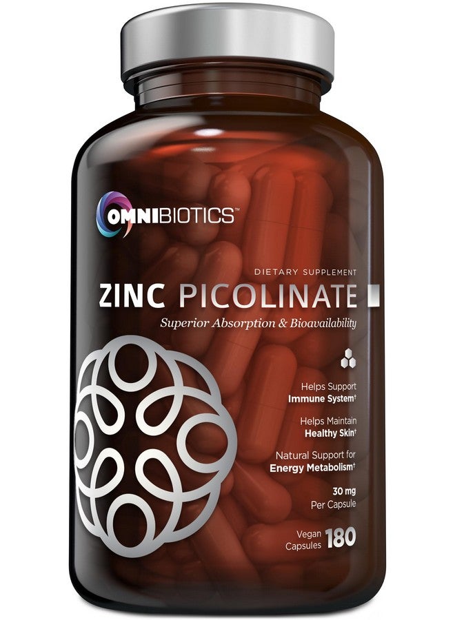 OmniBiotics Zinc Picolinate 30mg Supplement for Men & Women - Natural Vitamin with Superior Absorption for Immune System Support, Healthy Skin, Energy Metabolism, and Overall Wellness - 180 Vegan Capsules - Image 1