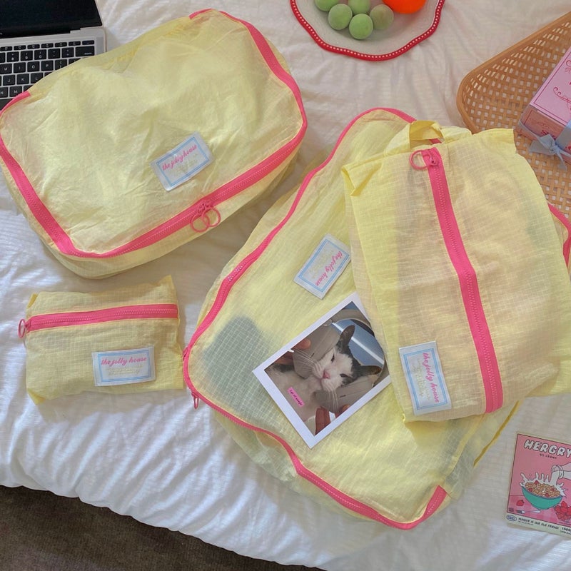Travel! Travel Storage Bag Clothes Trunk Finishing Bag Clothes Pack Mini Waterproof Certificate Bag creamy yellow
