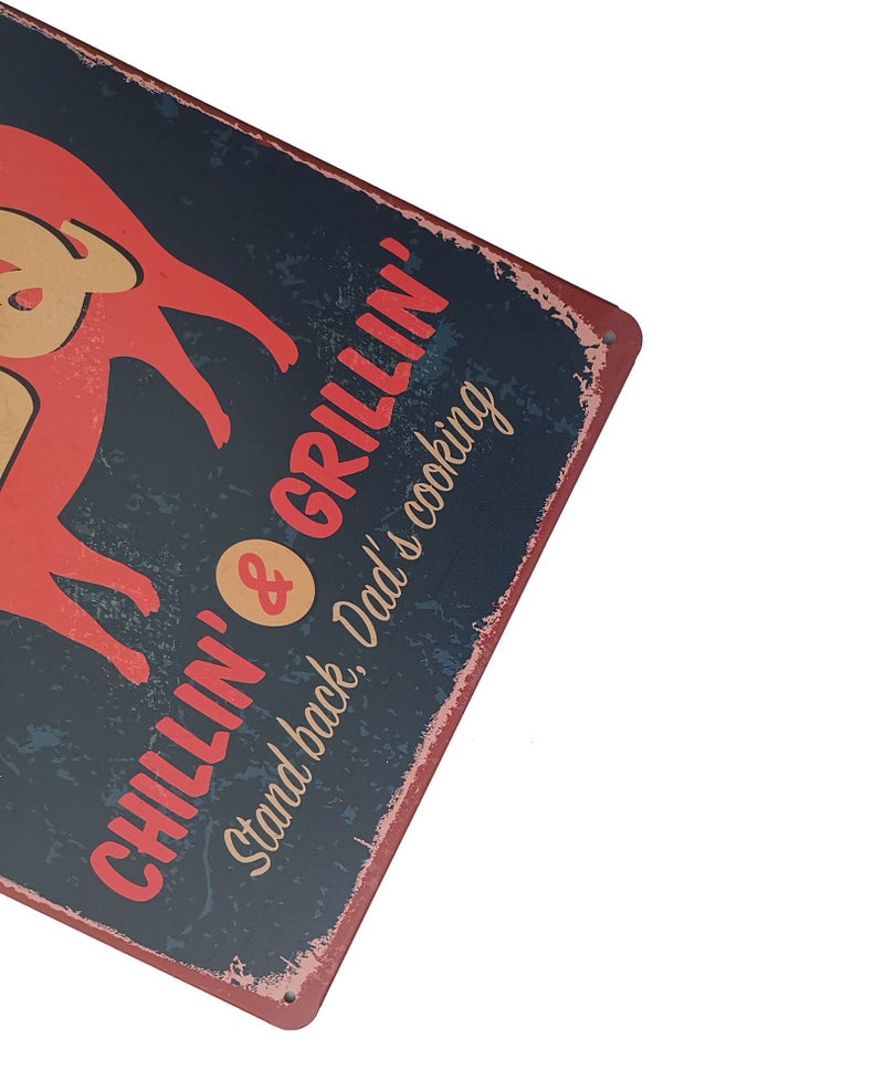 إيرلود Erlood Warning BBQ Zone Vintage Tin Signs Outdoorretro Metal Wall Poster Decorative Tin Sign 8 × 12 (Dads BBQ) - Image 3