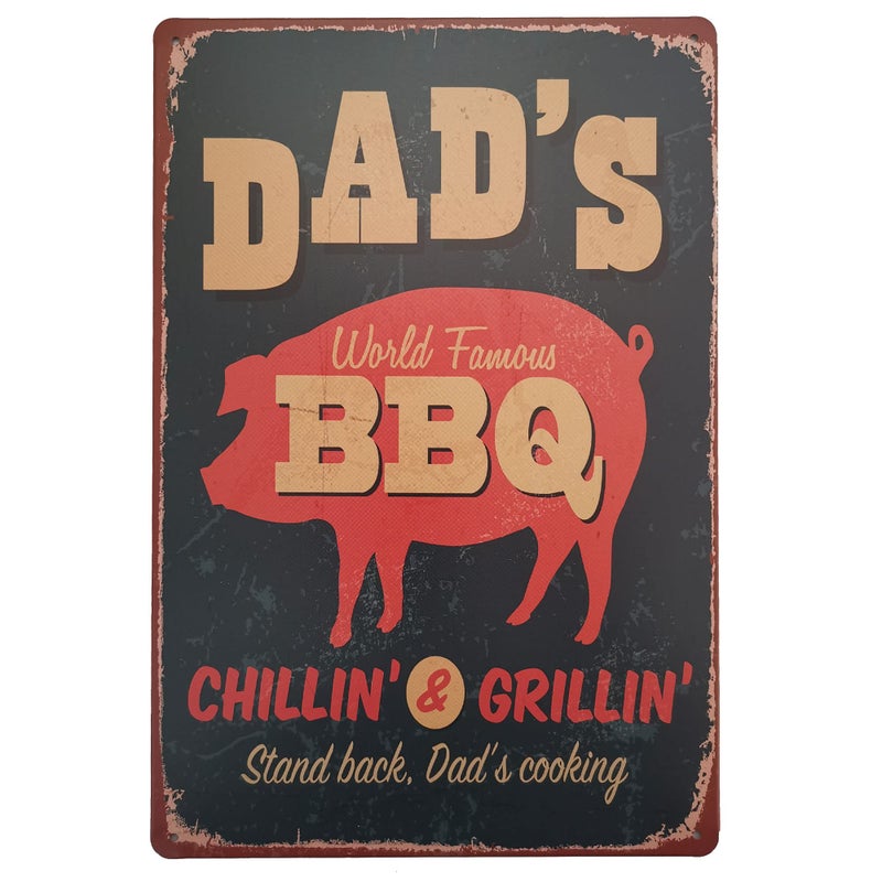 إيرلود Erlood Warning BBQ Zone Vintage Tin Signs Outdoorretro Metal Wall Poster Decorative Tin Sign 8 × 12 (Dads BBQ) - Image 1