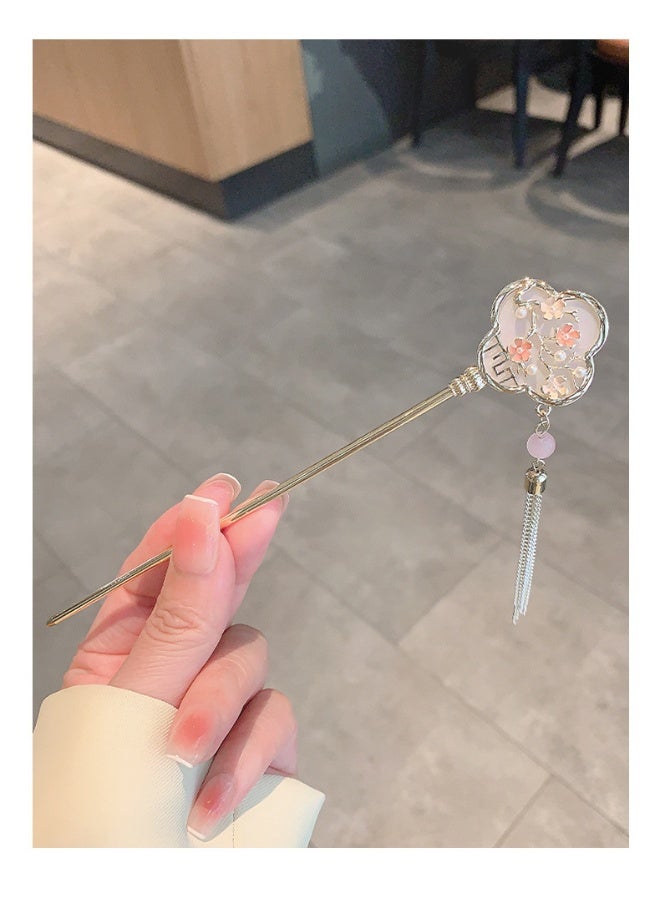 Vintage Floral Plum Blossom Hairpin for Women - Summer New Chinese-style Elegant Bun Hair Stick, Minimalist Accessory, Unique Hair Ornament