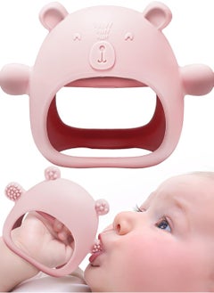 ORiTi Silicone Baby Mitten Teething Chew Toy for Babies 3-6 Months 6-12 Months, Anti-Drop Teether Glove BPA-Free for Girls and Boys Sucking Biting Needs Soothing Gums Pain Relief (Pink)  - Image 1