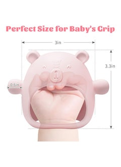 ORiTi Silicone Baby Mitten Teething Chew Toy for Babies 3-6 Months 6-12 Months, Anti-Drop Teether Glove BPA-Free for Girls and Boys Sucking Biting Needs Soothing Gums Pain Relief (Pink)  - Image 5