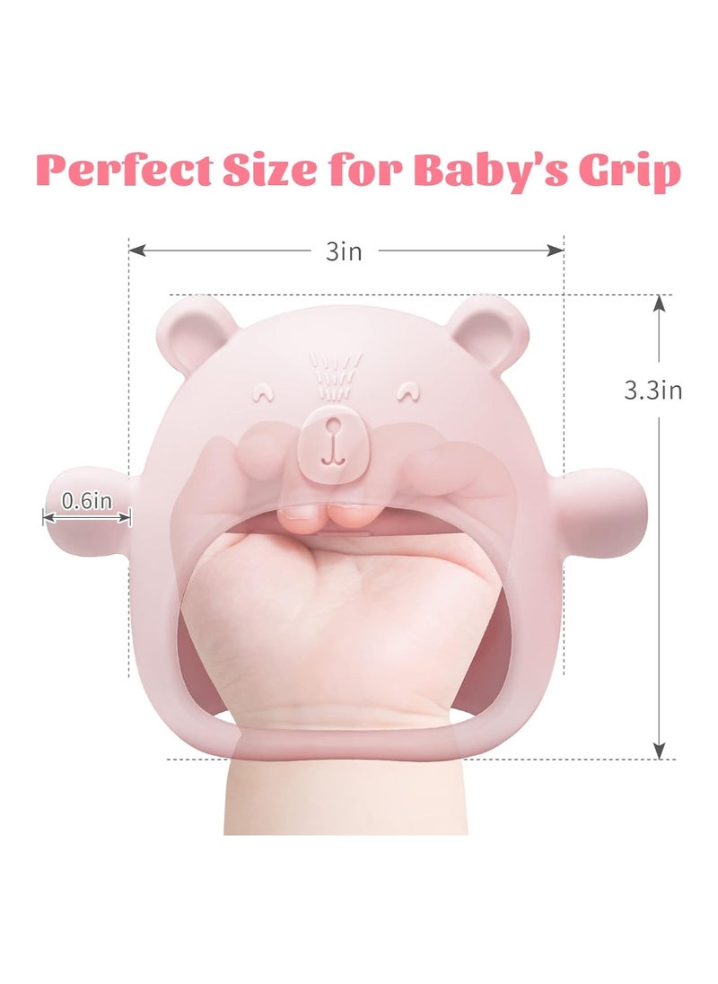 ORiTi Silicone Baby Mitten Teething Chew Toy for Babies 3-6 Months 6-12 Months, Anti-Drop Teether Glove BPA-Free for Girls and Boys Sucking Biting Needs Soothing Gums Pain Relief (Pink)  - Image 5
