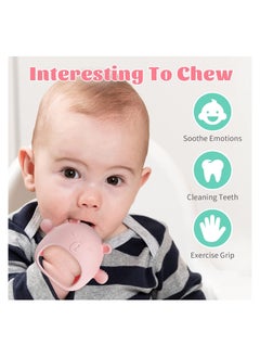 ORiTi Silicone Baby Mitten Teething Chew Toy for Babies 3-6 Months 6-12 Months, Anti-Drop Teether Glove BPA-Free for Girls and Boys Sucking Biting Needs Soothing Gums Pain Relief (Pink)  - Image 3