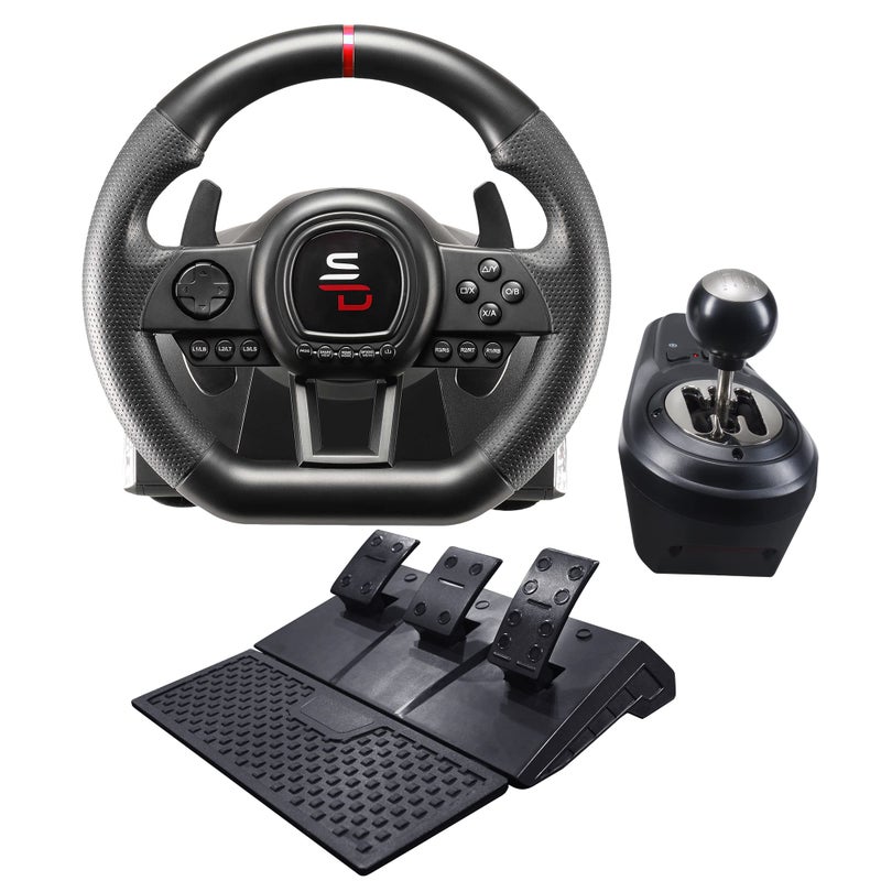SUBSONIC - Superdrive GS650-X Steering Wheel with Manual Shifter, 3 Pedals, and Paddle Shifters - Racing Wheel for Xbox Series X/S, PS4, Xbox One - Black - Image 1