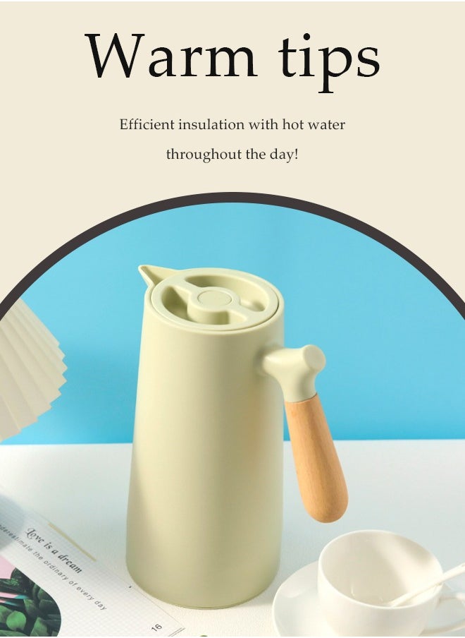 DUNISO Vacuum Flask，Tea And Coffee Tea Pot，with Wooden Handle，Leak Proof，Double Walled Glass Vacuum,For Keeping Hot Cold Long Hour Heat Cold Retention,Suitable for indoor and outdoor use，1 L  - Image 5