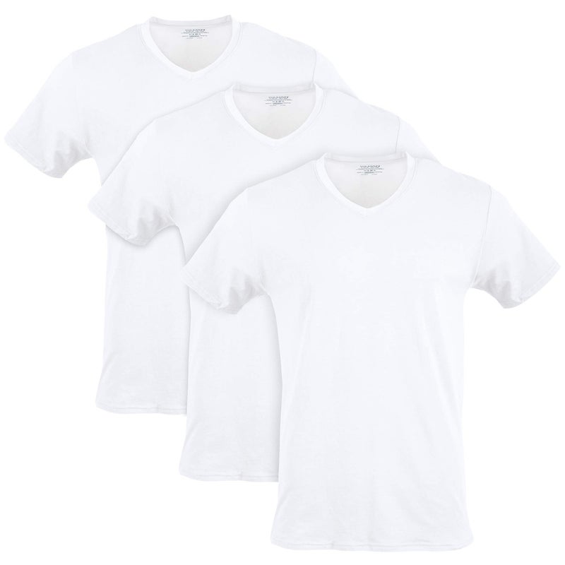 Gildan Mens Cotton Stretch TShirts Multipack Artic White VNeck 3Pack Large - Image 2