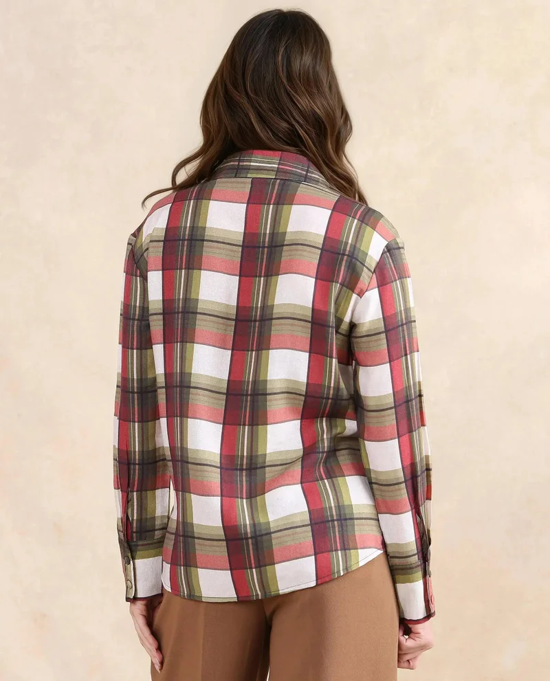Rareism Women's Flannel Button-Down Shirt