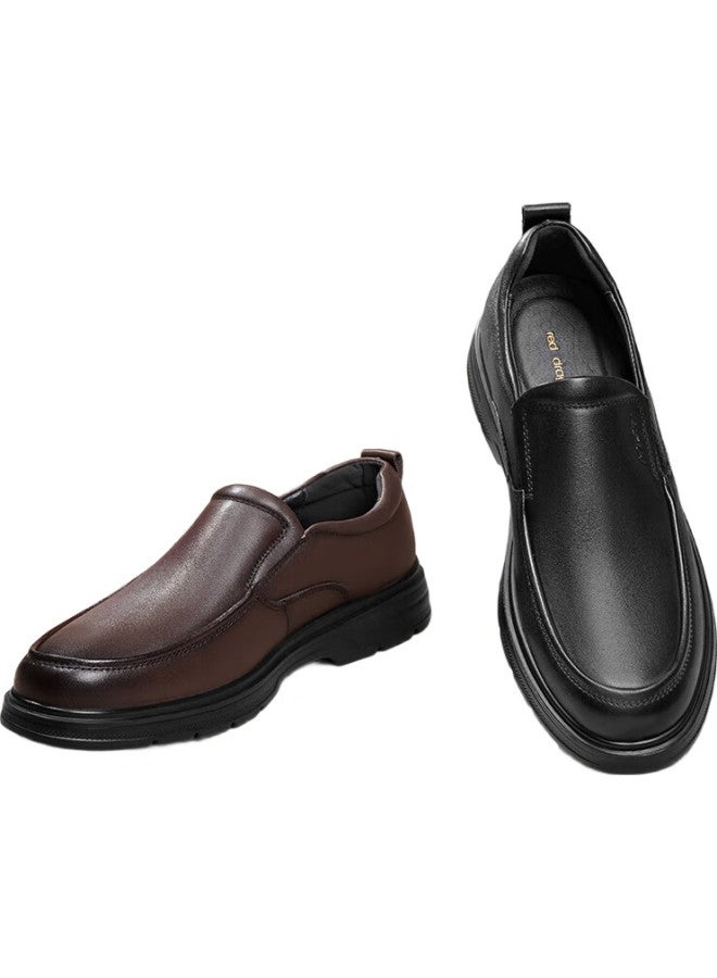 RED DRAGONFLY Hongqingting Men'S Slip-On Soft-Soled Business Casual Leather Shoes, Middle-Aged Dad Shoes, Men'S Shoes, Wta33107, Black, Size 42 - Image 1