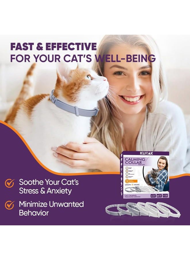 Klioak Calming Collars for Cats 6 Pack Grey & White Pheromone Cat Anxiety Collar Natural Stress Relief for Scratching, Marking & Loud Noises Adjustable Calming Collar for Kittens & Cats - Image 5