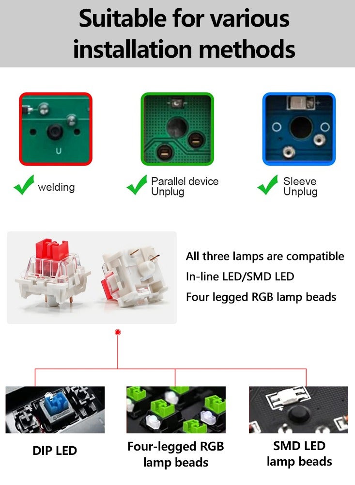 110pcs Outemu Mechanical Keyboard Switch Dust-proof Red Switch 3-pin Clicky Linear Tactile Switch RGB LED SMD Game Console With MX Switch - Image 4