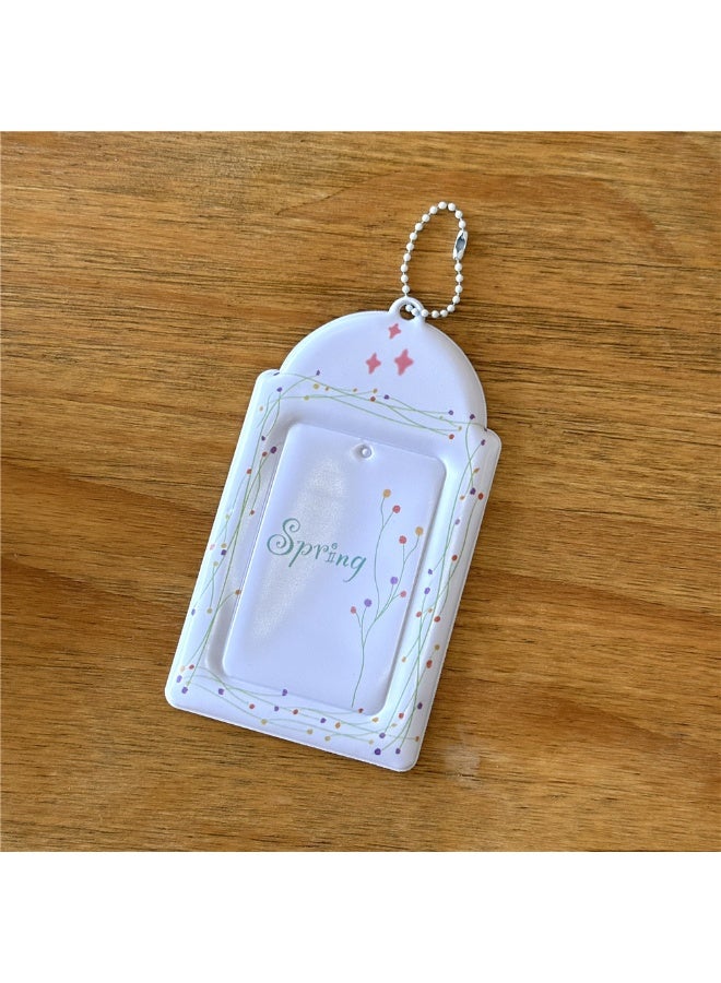 NIBEMINENT 1 - Piece Spring Green Flowers Kpop Photo Card Holder Pendant Key Chain ID Badge Holder ID Card Holder Photo Card Protector for School ID Office ID Access Card for Women Girls - Image 2