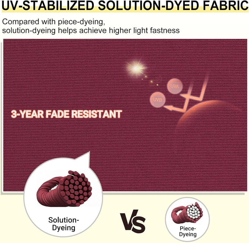 downluxe Outdoor Chair Cushions Set of 4 for Patio Furniture, Water-Resistant Square Corner Patio Chair Cushions with Ties, High Density Foam Outdoor Seat Cushion, 18.5" X 16" X 3", Burgundy - Image 4