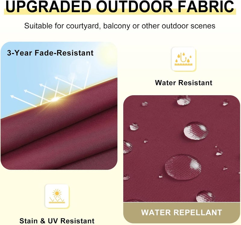 downluxe Outdoor Chair Cushions Set of 4 for Patio Furniture, Water-Resistant Square Corner Patio Chair Cushions with Ties, High Density Foam Outdoor Seat Cushion, 18.5" X 16" X 3", Burgundy - Image 3