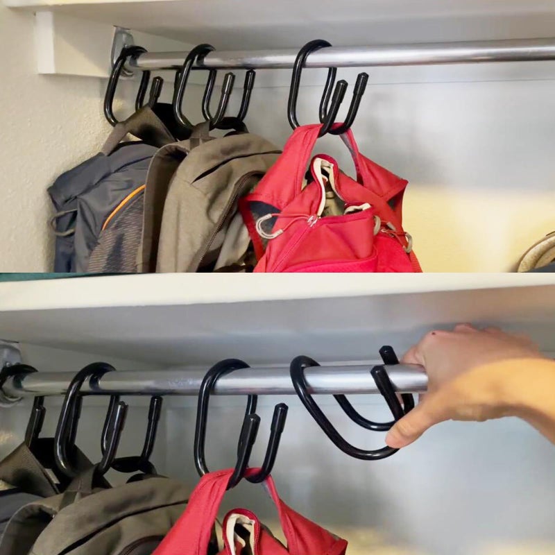 AUXPhome 2 Pack Backpack Hanger for Closet, Strong Bag Hanger Purse Organizer Hooks, Large Closet Hooks for Hanging Handbags,Belts,Hat,Laptop Backpack,Jeans,Travel Bag - Hold Up 20 Lbs - Image 4