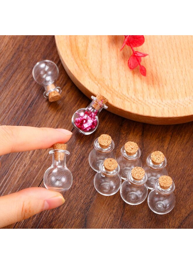 50 قطعة زجاجات زجاجية صغيرة مع سدادات من الفلين، 4 قمع، 50 مسمار، ديكور DIY لحفلات الشتاء ومستلزمات حفلات الزفاف (شكل هندسي، A) - Image 2