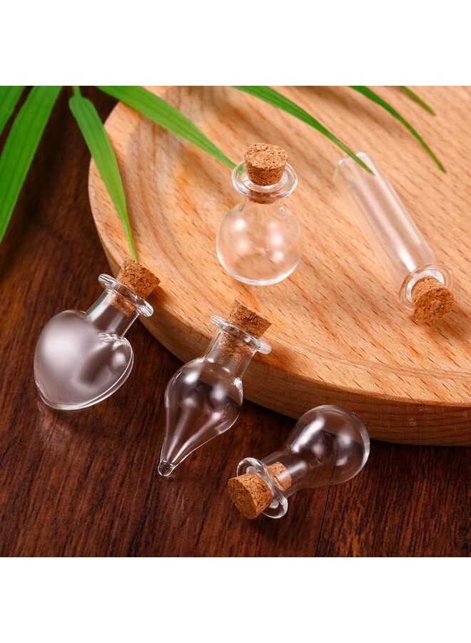 50 قطعة زجاجات زجاجية صغيرة مع سدادات من الفلين، 4 قمع، 50 مسمار، ديكور DIY لحفلات الشتاء ومستلزمات حفلات الزفاف (شكل هندسي، A) - Image 4