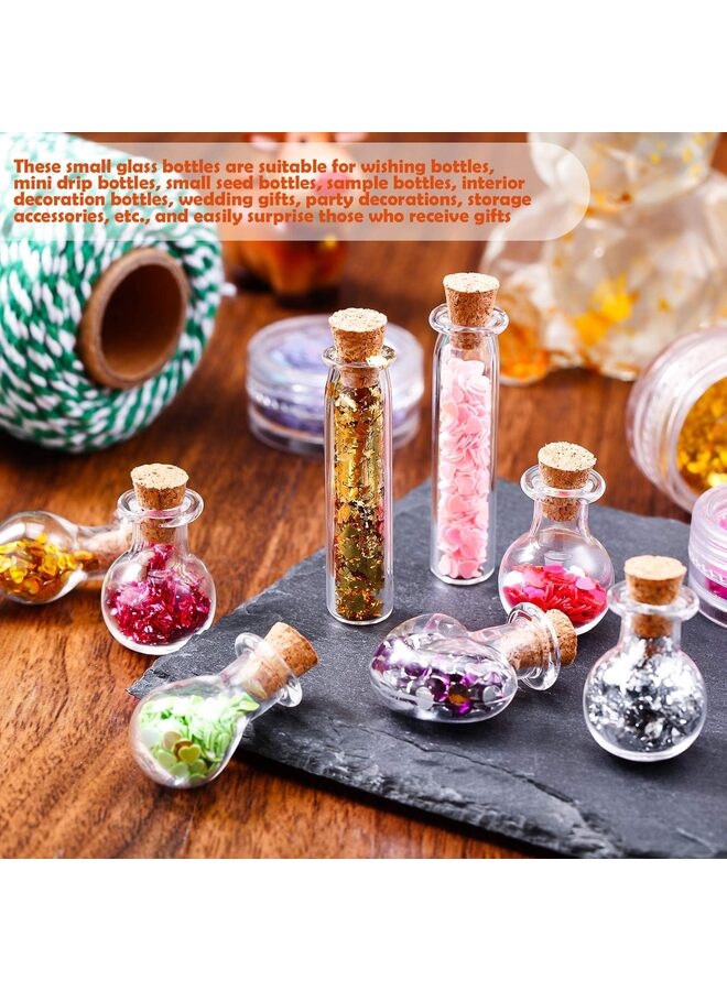 50 قطعة زجاجات زجاجية صغيرة مع سدادات من الفلين، 4 قمع، 50 مسمار، ديكور DIY لحفلات الشتاء ومستلزمات حفلات الزفاف (شكل هندسي، A) - Image 3