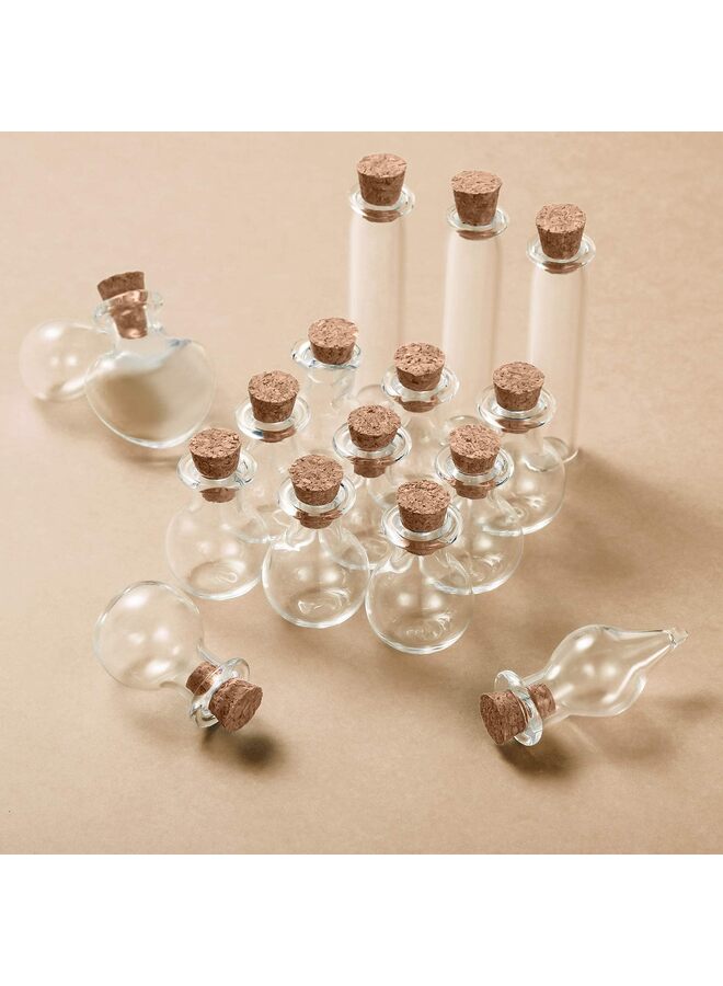 50 قطعة زجاجات زجاجية صغيرة مع سدادات من الفلين، 4 قمع، 50 مسمار، ديكور DIY لحفلات الشتاء ومستلزمات حفلات الزفاف (شكل هندسي، A) - Image 5