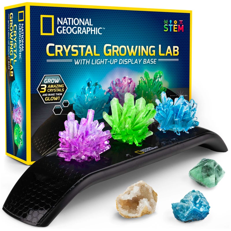 Blue Marble National Geographic Crystal Growing Kit - 3 Vibrant Colored Crystals to Grow with Light-Up Display Stand, Science Toy for Girls and Boys Ages 8-12, Includes 3 Gems, Cool STEM Gift (Amazon Exclusive) - Image 1