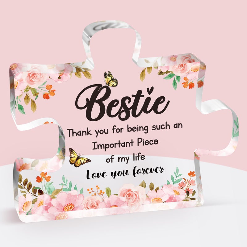 to My Bestie Gifts Acrylic Block Puzzle Decorations 39 x 33 inch Delicate Best friend Birthday Gifts for Women New Year Christmas Birthday Gifts for Bestie Bff Friend Ideas