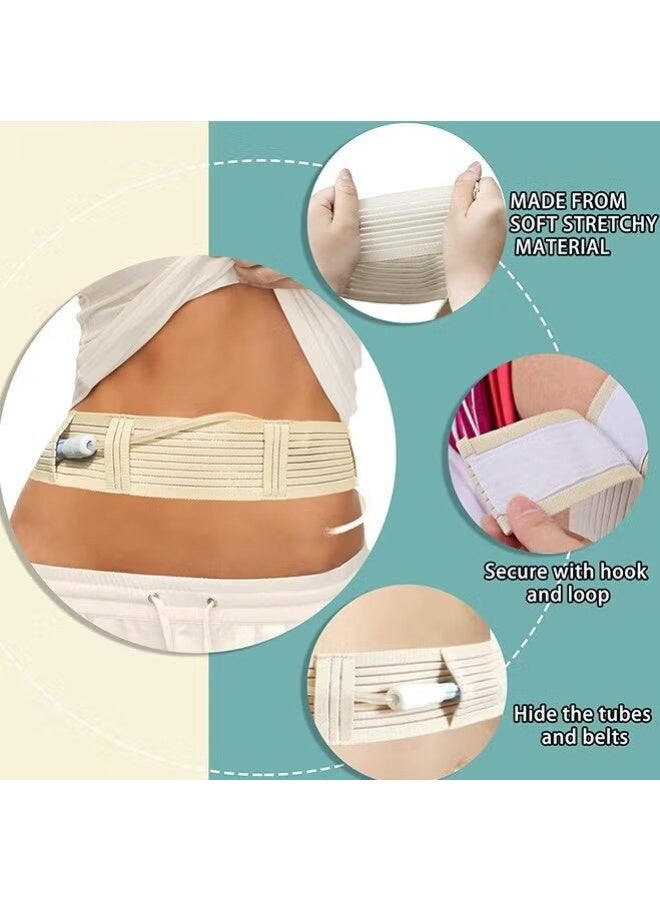 SUFADA Elastic Abdominal Belt, Soft Breathable Therapy Assist Belt, Adjustable Abdominal Catheter Holder Accessory, Safety Transfer Device Tip Feeding Tube Supplies (beige size M) - Image 3