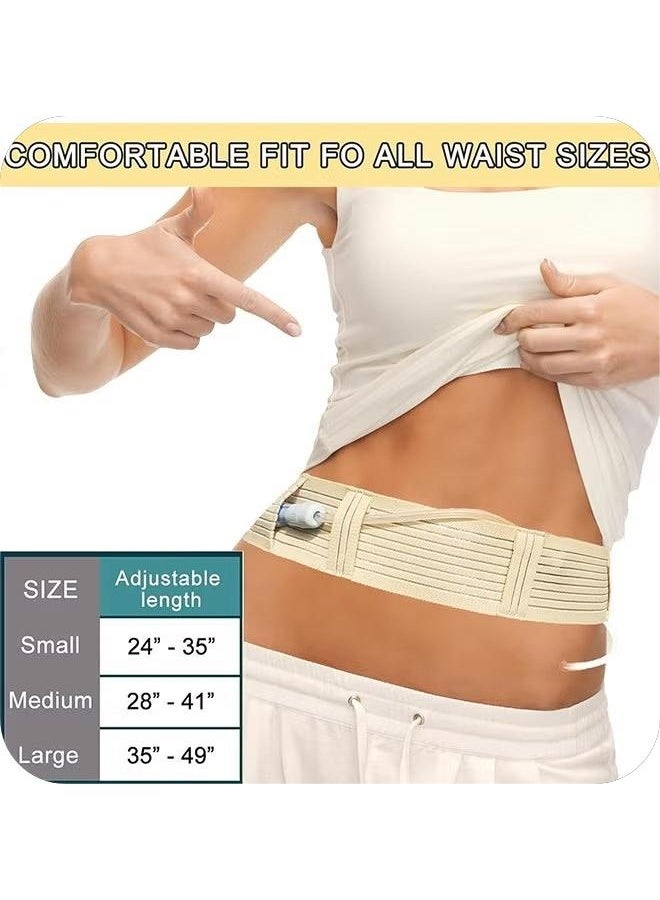 SUFADA Elastic Abdominal Belt, Soft Breathable Therapy Assist Belt, Adjustable Abdominal Catheter Holder Accessory, Safety Transfer Device Tip Feeding Tube Supplies (beige size M) - Image 2