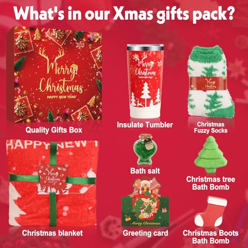 DORBOKER Christmas Gifts Basket for Women Xmas Self Care Spa Gift Set for Mum Wife Best Friend Sister Coworkers Teacher Nurse Secret Santa Gifts Box Set Christmas Tumbler - Image 3