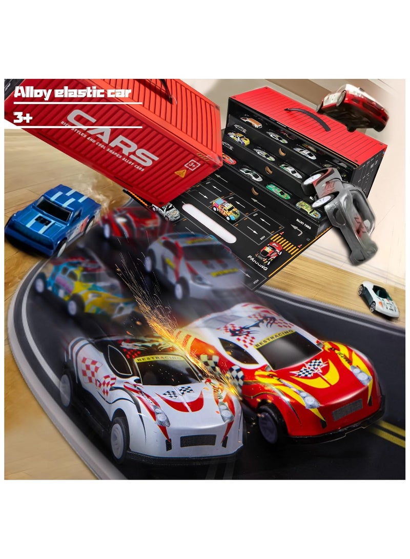 نوايوو مجموعة ألعاب سيارات السباق، لعبة مضمار سباق سيارات تعمل بالسحب للخلف، مجموعة ألعاب سيارات حاويات، مع 48 سيارة مصنوعة من سبائك معدنية، مناسبة للأطفال من عمر 3 سنوات فما فوق. - Image 3