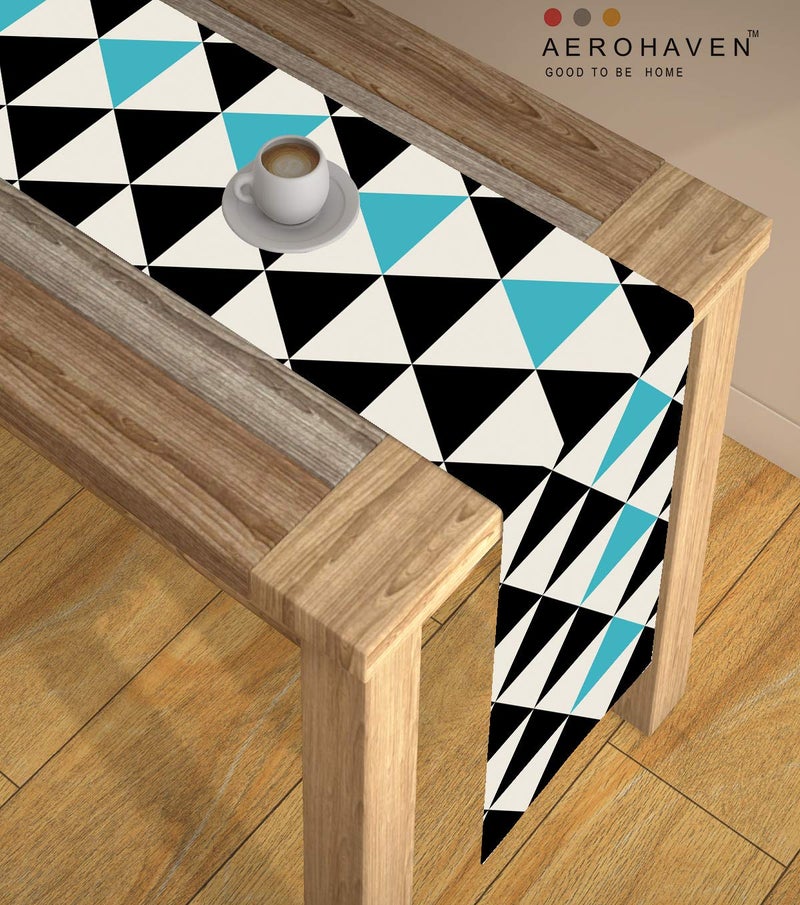 AEROHAVEN Abstract Multicolour HD Digital Modern 6 Seater Table Runner Cloth - TR-08 - (Aqua, 13 x 72 Inch,Polyester,Rectangular,Pack of 1) - Image 2