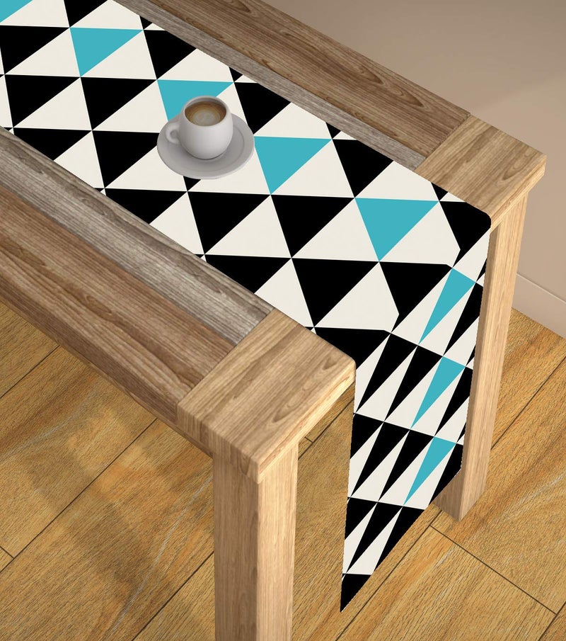 AEROHAVEN Abstract Multicolour HD Digital Modern 6 Seater Table Runner Cloth - TR-08 - (Aqua, 13 x 72 Inch,Polyester,Rectangular,Pack of 1) - Image 5