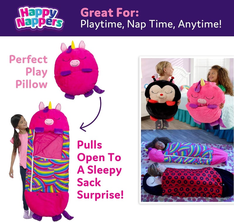Happy Nappers Medium Unicorn Pink Pillow  Sleepy Sack Comfy Cozy Compact Super Soft Warm All Season Sleeping Bag with Pillow - Image 3