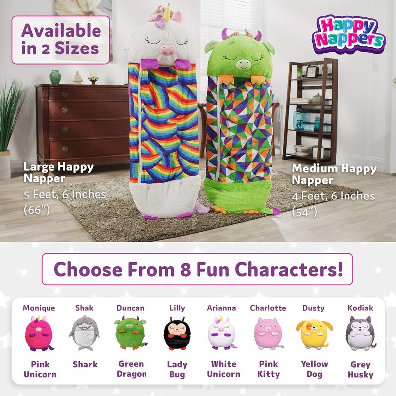 Happy Nappers Medium Unicorn Pink Pillow  Sleepy Sack Comfy Cozy Compact Super Soft Warm All Season Sleeping Bag with Pillow - Image 4