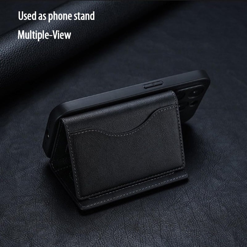 KASTWAVE Designed for MagSafe Wallet Magnetic Card Holder, Flip Trifold Leather Card Slots,Detachable,Magnetic Leather Wallet Phone Accessories for iPhone 16/15/14/13/12 Series (Black) - Image 5