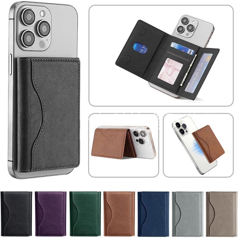 KASTWAVE Designed for MagSafe Wallet Magnetic Card Holder, Flip Trifold Leather Card Slots,Detachable,Magnetic Leather Wallet Phone Accessories for iPhone 16/15/14/13/12 Series (Black) - Image 4