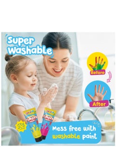 GRAFLO Washable Finger Paint for Toddlers, 12 Non-Toxic Vibrant Colors, 50ml Tubes, Safe Baby Hand and Foot Paint, Mess-Free Art Supplies for Kids, Ideal Preschool Learning Gift for Ages 1-6  - Image 5