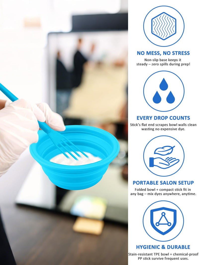 YOOVR 19PCS Hair Bleach Dye Kit with Hair Dye Brush and Bowl Whisk Hair Clips Protective Gear Set, Ideal for Hair Bleaching Coloring Highlighting, Essential Salon Supplies for Home Use (Blue) - Image 4