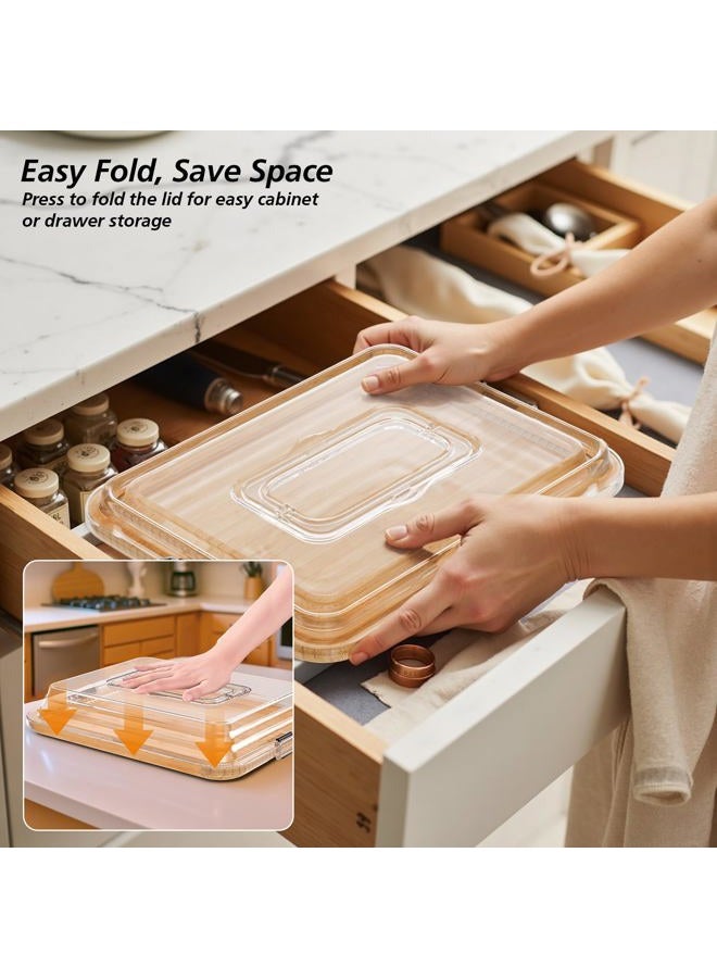 MAYELM Charcuterie Boards with Foldable Lid, Portable Bamboo Cheese Board with Single Compartments, Clear Locking Lid and Handle, Easy to Store, Suitable for Picnics, Camping, Parties & Holiday Gifts - Image 4