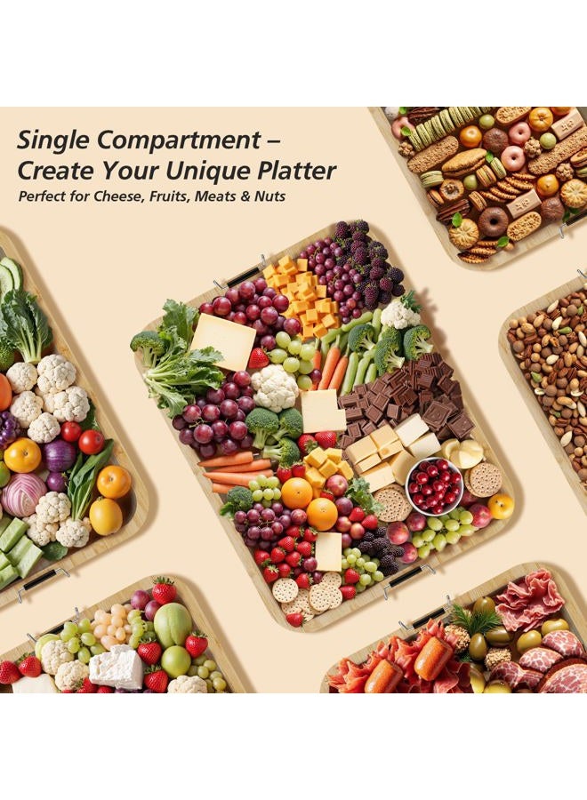 MAYELM Charcuterie Boards with Foldable Lid, Portable Bamboo Cheese Board with Single Compartments, Clear Locking Lid and Handle, Easy to Store, Suitable for Picnics, Camping, Parties & Holiday Gifts - Image 5