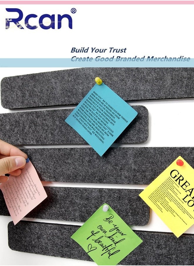 Rcan 5 Pack Bulletin Board Strips Felt Pin Board Bar with Push Pins Self Adhesive Felt Bulletin Board for Office School Home Wall Decoration for Organize Memo Photos Display  - Image 3