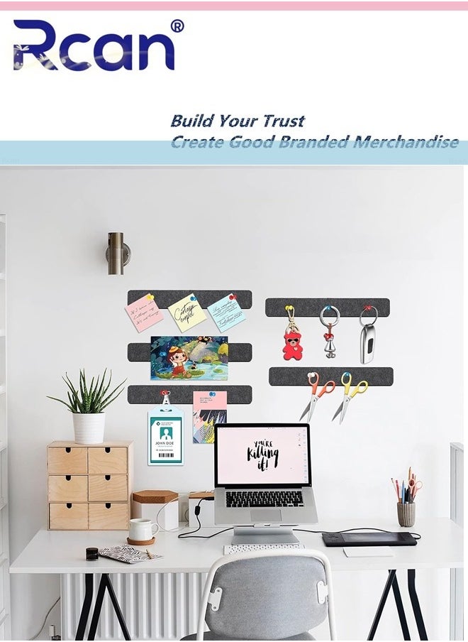 Rcan 5 Pack Bulletin Board Strips Felt Pin Board Bar with Push Pins Self Adhesive Felt Bulletin Board for Office School Home Wall Decoration for Organize Memo Photos Display  - Image 4