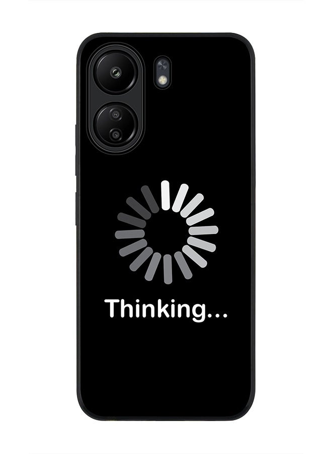 Stylizedd Rugged Black edge case for Xiaomi Poco C65, Slim fit Soft Case Flexible Rubber Edges Anti Drop TPU Gel Thin Cover- Thinking - Image 1