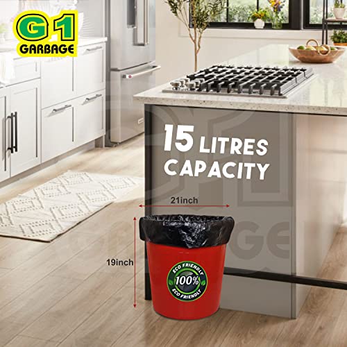 G1 G 1 Garbage Medium Black Dustbin Bags & Covers | 19 X 21 Inch | 4 Packs Of 30 Pcs | 120 Pcs | 100% Recyclable Disposable Trash Waste with Rubber Band | For Home Office Hospitals Malls Parks | - Image 2
